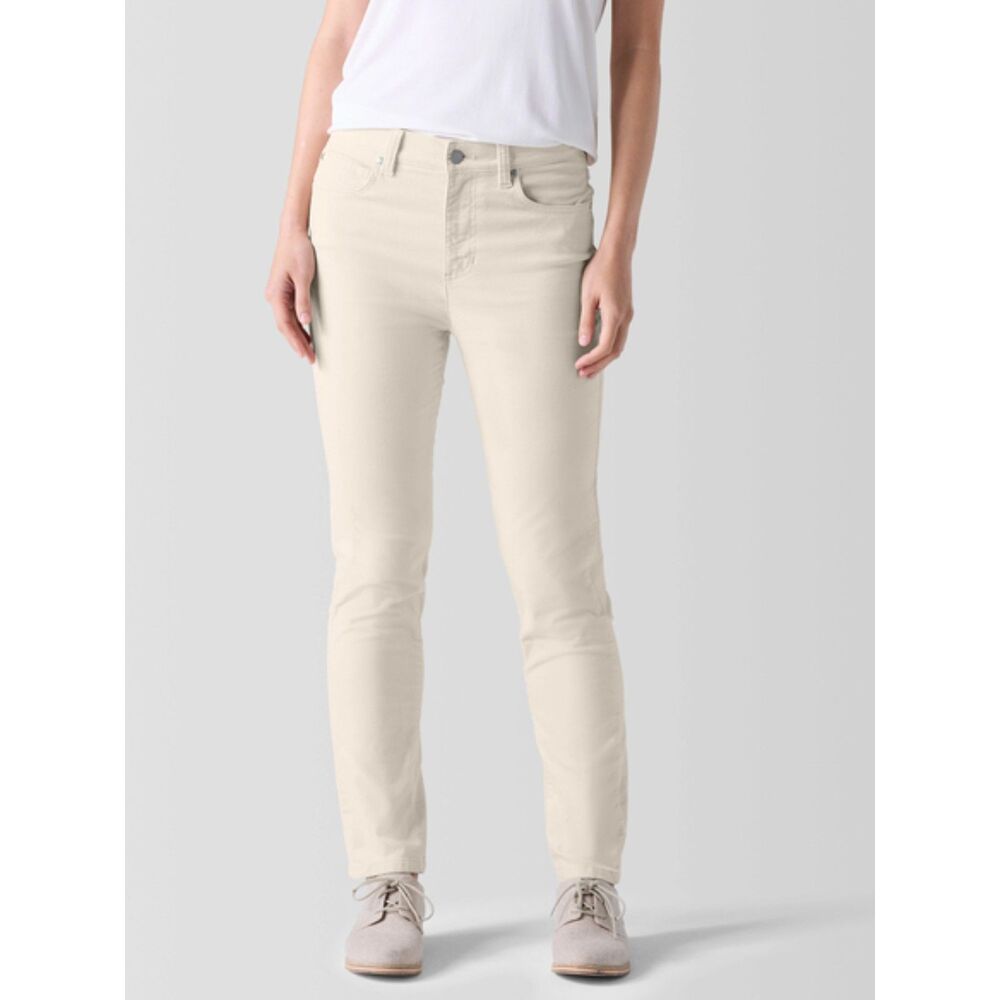 EILEEN FISHER Kahki "almond" Organic Cotton Stretch Pant Size S Organic